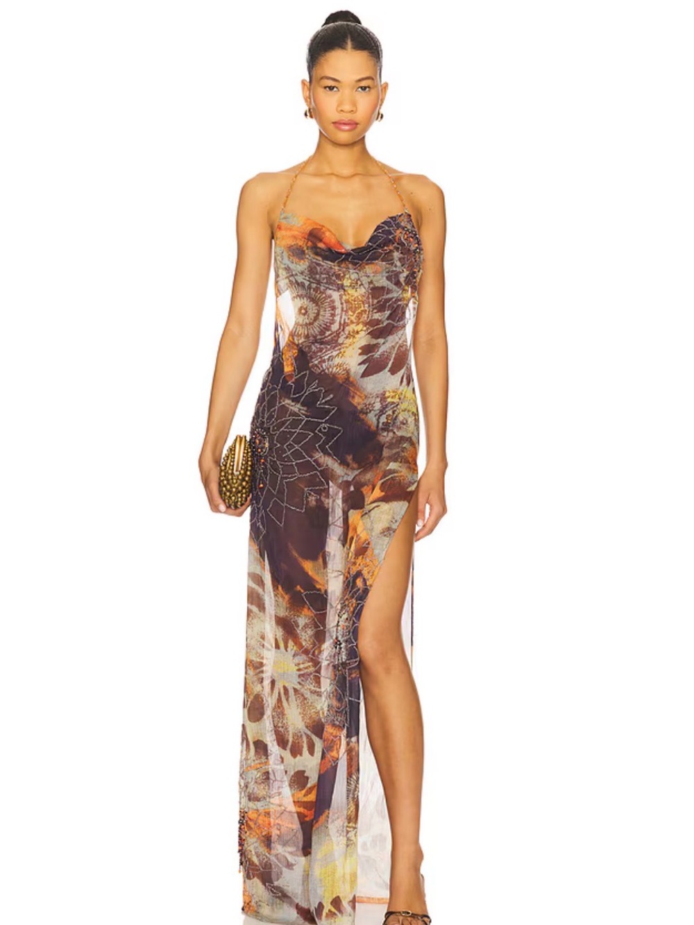 Jaded London Dahlia Cowl Neck Maxi Dress